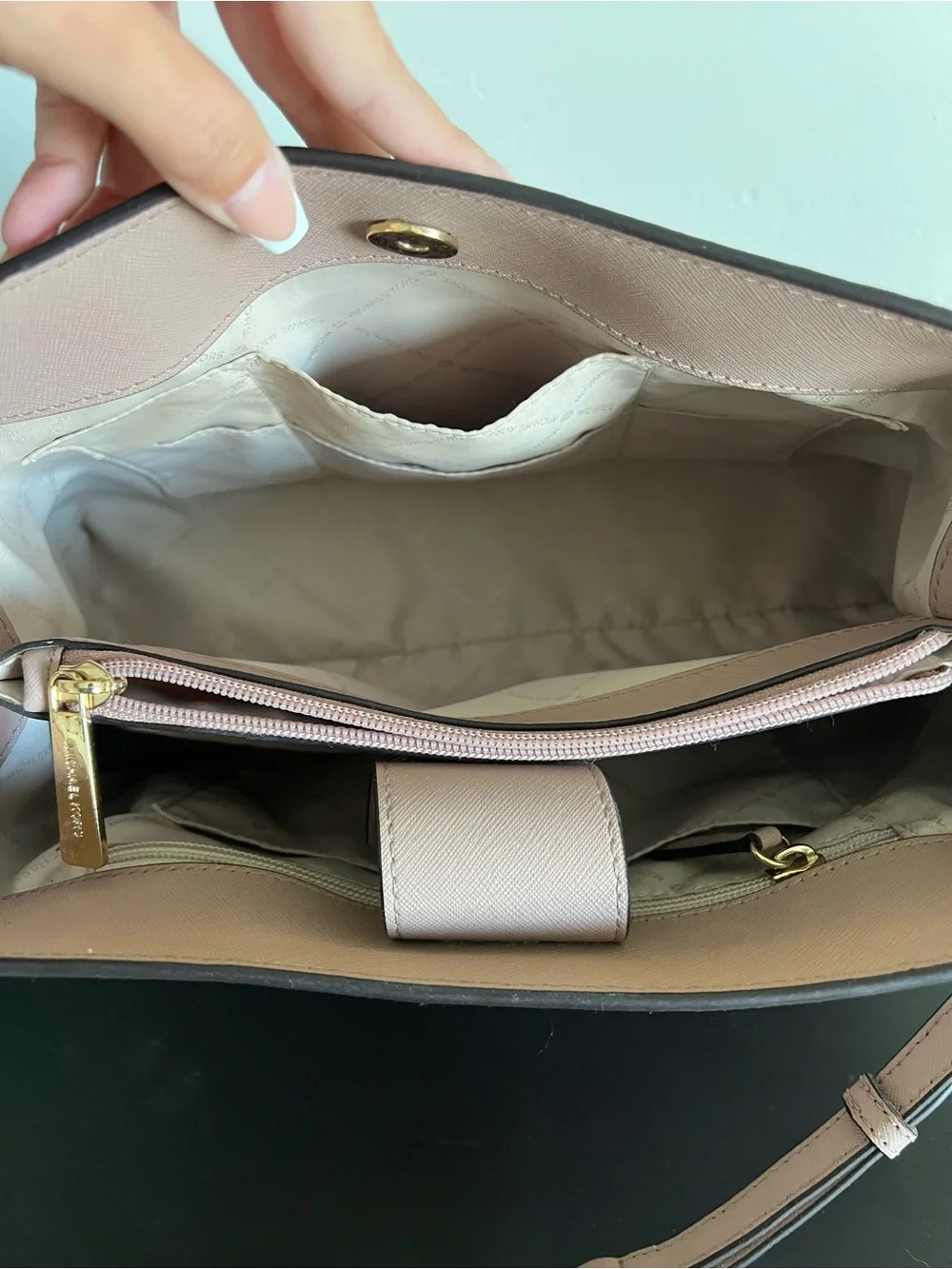 Michael Kors Blush Pink Saffiano Leather Shoulder Bag with Gold Hardware